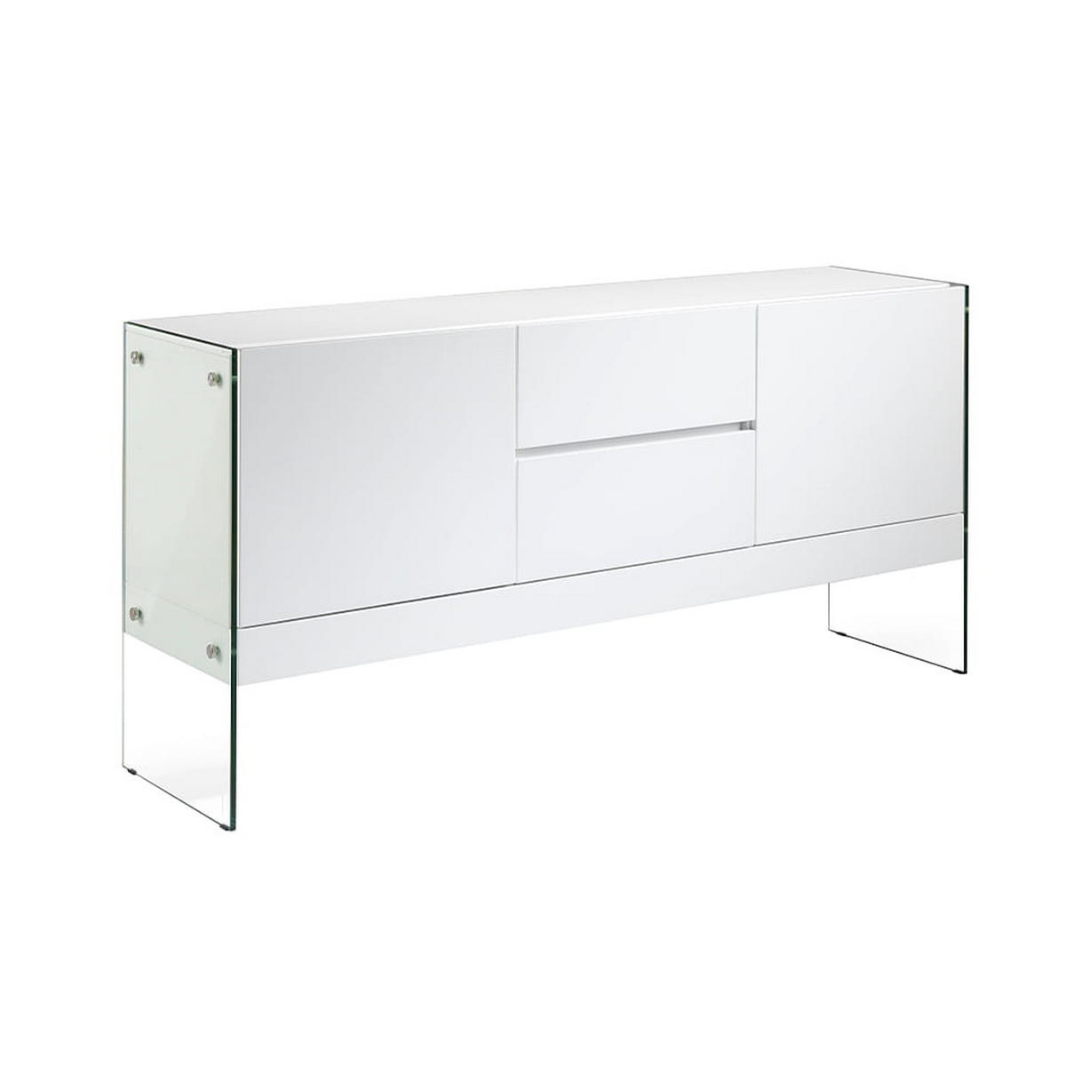 SIDEBOARD Glas Weiß 180/45/85 cm - Transparent/Weiß, Glas/Holz (180/85/45cm) - ANGEL CERDA