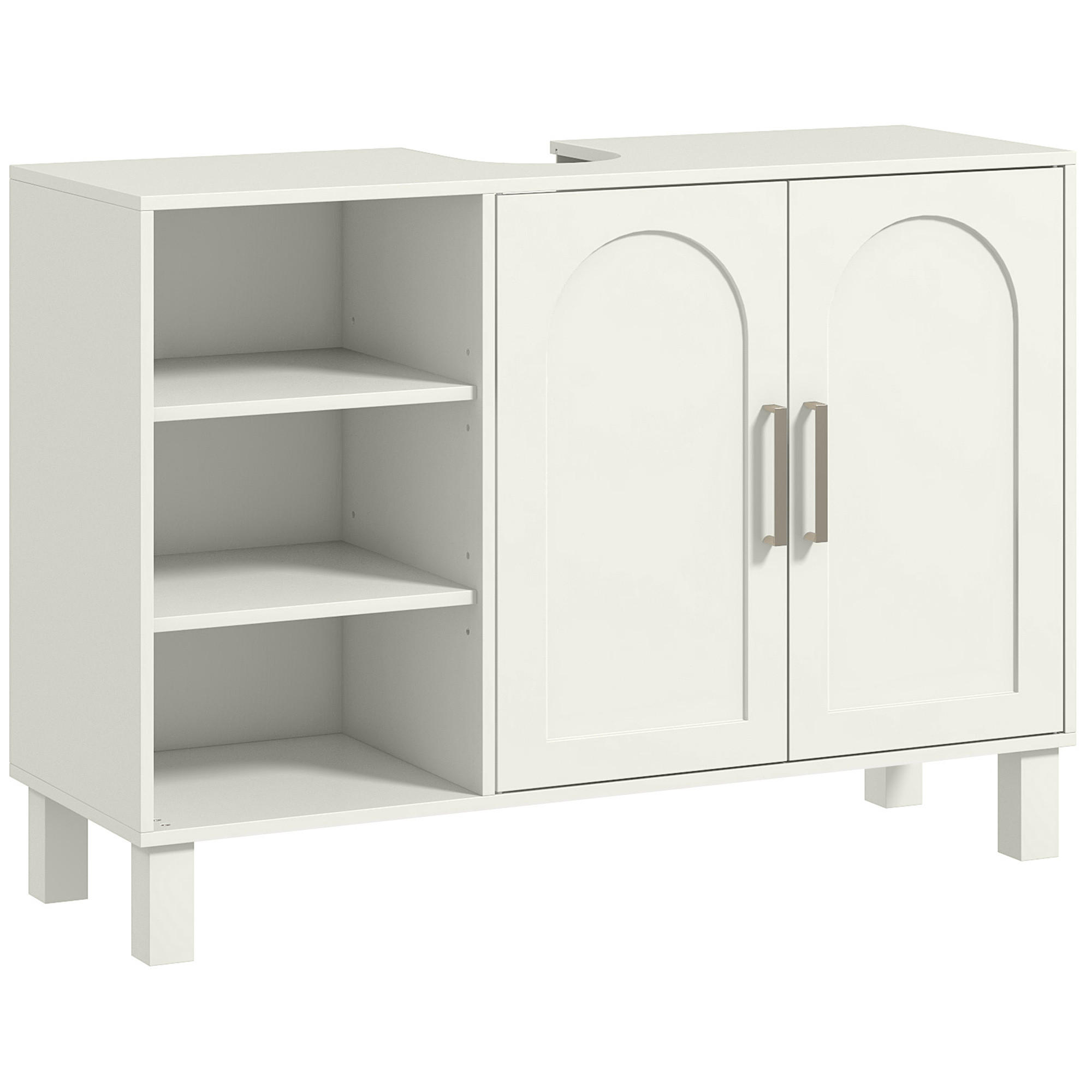 WASCHBECKENUNTERSCHRANK DE-15892 U-Aussparung Creme - Creme, Holzwerkstoff (90/63/30cm) - ComfortXL