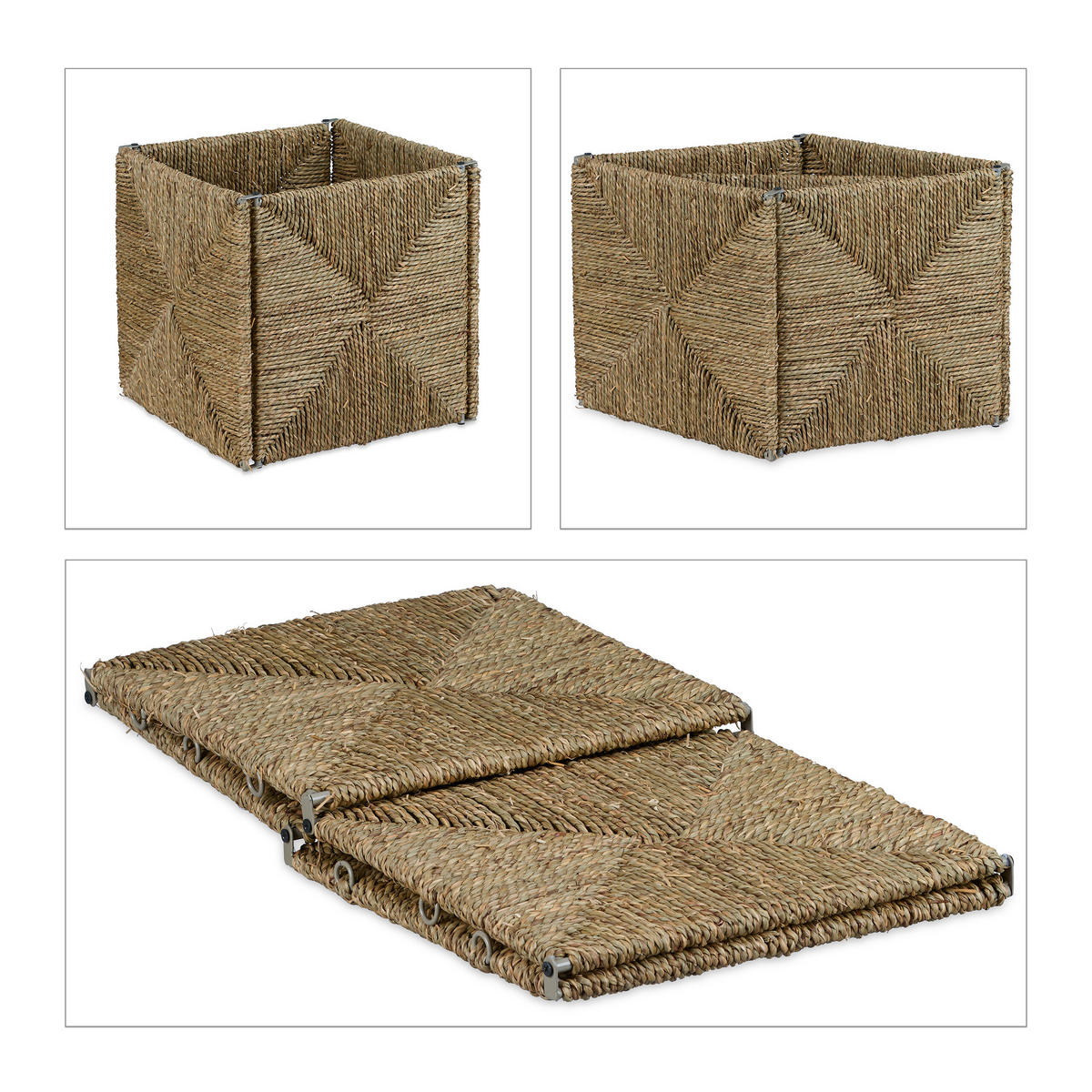 AUFBEWAHRUNGSKORB - Hellbraun, Textil/Metall (30/30/30cm) - Relaxdays