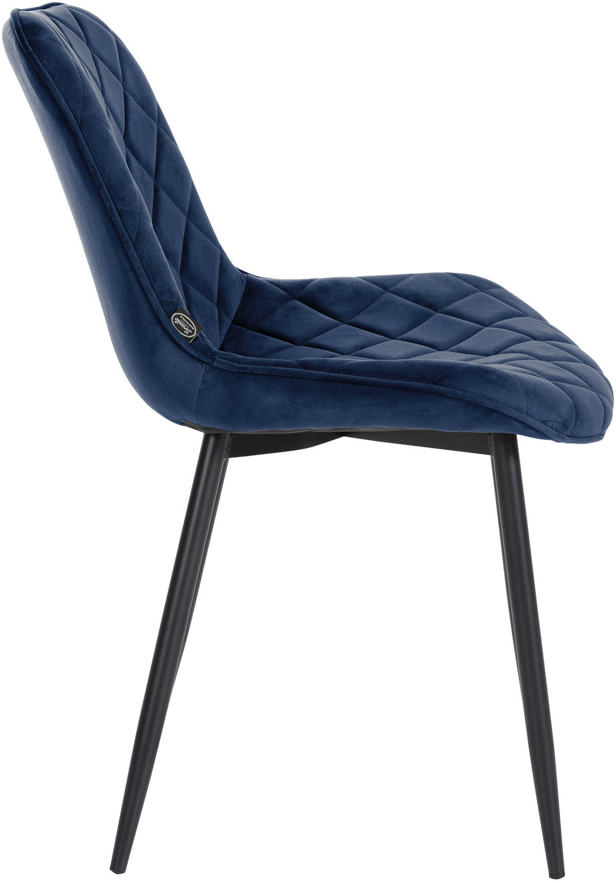 STUHL 4er Set Samt blau - Blau/Schwarz, Textil/Metall (53/82/60cm) - CLP