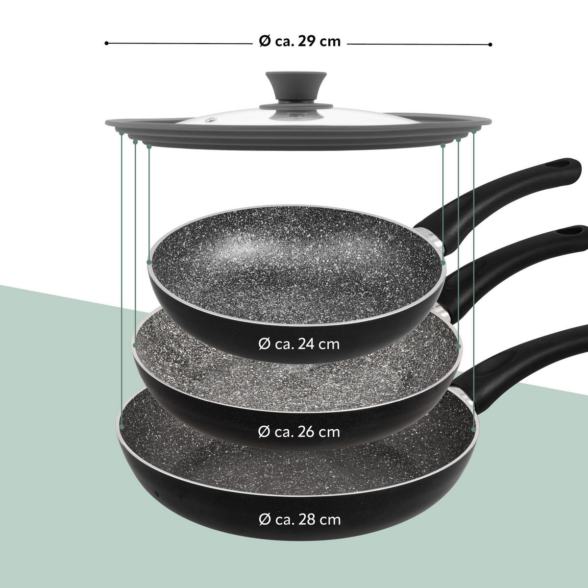 UNIVERSAL-GLASDECKEL, 24/26/28 cm, (grau) - Grau, Glas (29.5/29.5/5.5cm) - bremermann