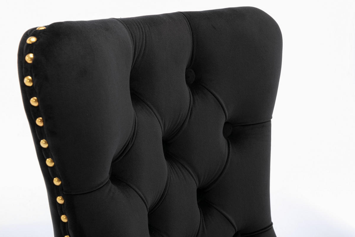 STUHL-SET DE-36289 2 Stück mit goldenen Beinen Schwarz - Schwarz, Holz (50/95/65cm) - ComfortXL