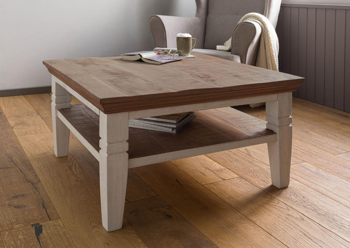 COUCHTISCH Mango 85x85x45 weiß lackiert TOULOUSE #112 - Weiß, Holzwerkstoff (85/85/45cm) - Massivmoebel24