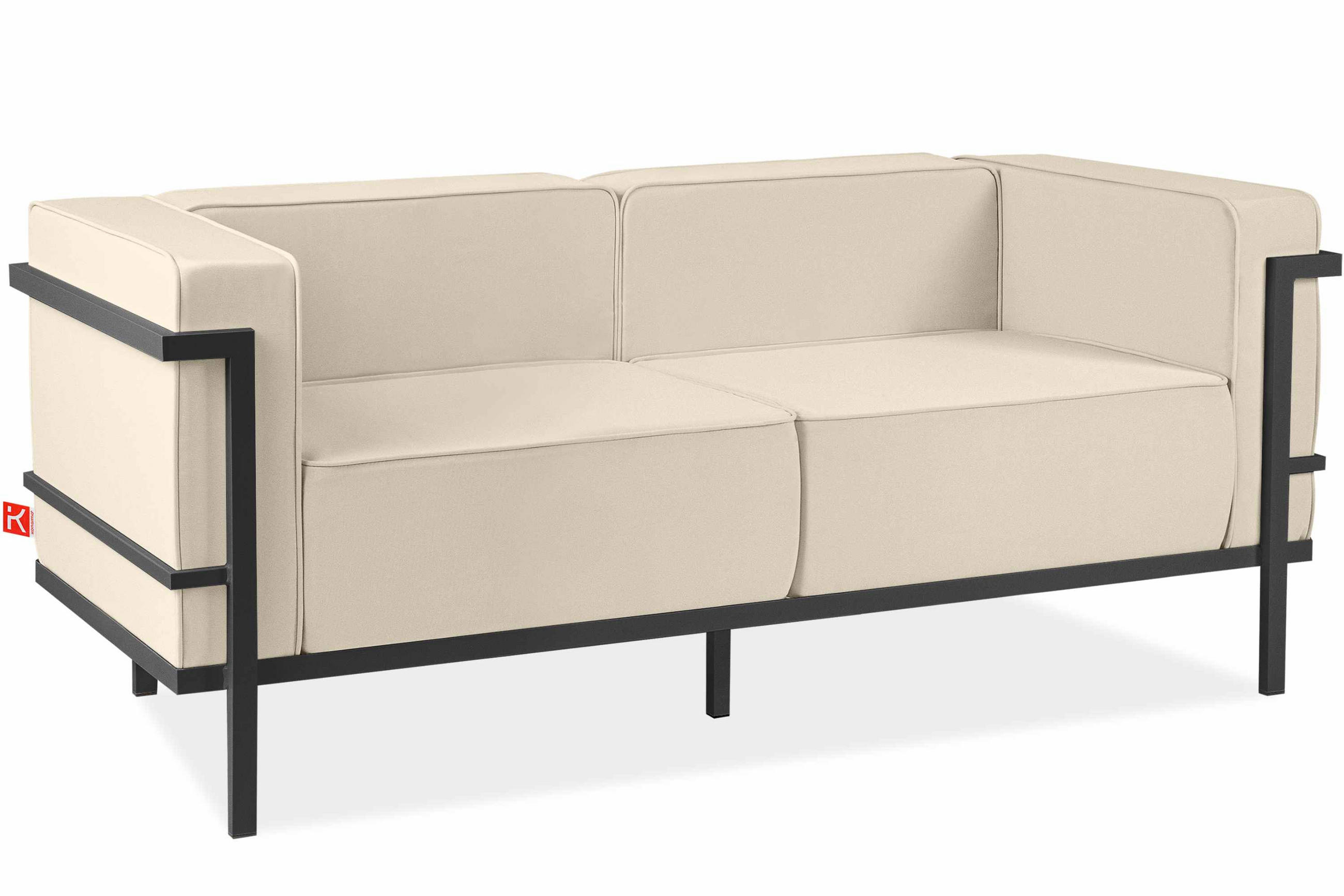 GARTENSOFA TRIGLO 2-Personen, Stahlrahmen, Modern, Dunkelgrau/Cremeweiß - Dunkelgrau/Creme, Textil/Metall (164/70/69cm) - KONSIMO®