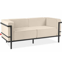 GARTENSOFA TRIGLO 2-Personen, Stahlrahmen, Modern, Dunkelgrau/Cremeweiß - Dunkelgrau/Creme, Textil/Metall (164/70/69cm) - KONSIMO®
