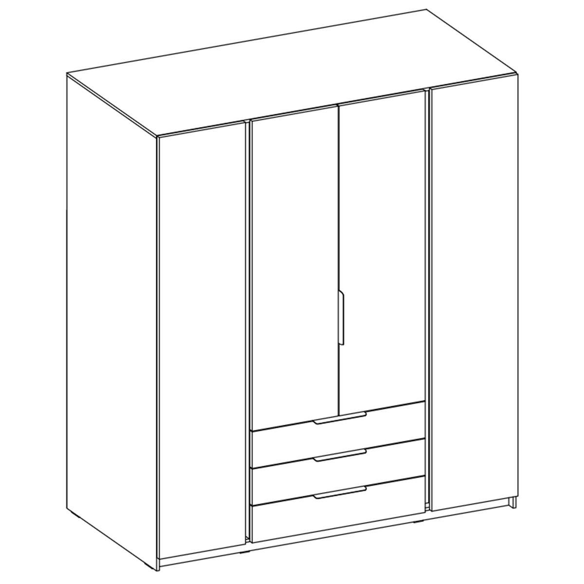 KLEIDERSCHRANK Nehir Eiche Evoke/Schwarz 200 cm - 4T3S Modern mit Schubladen - Eichefarben/Schwarz, Holzwerkstoff/Kunststoff (200/239/61.9cm) - AX Living