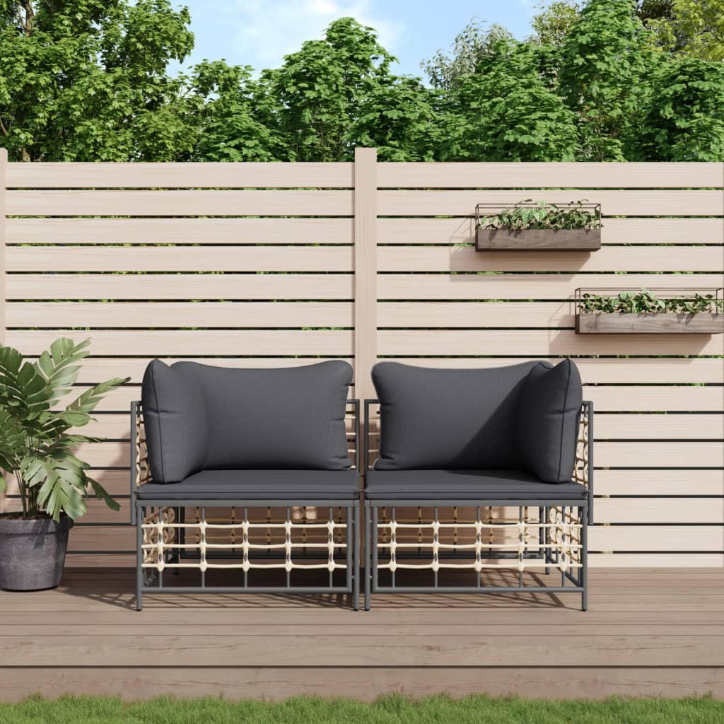 Thumbnail - ZMH Gartensofa, Anthrazit, Holz, 72x66x72 cm, Loungemöbel, Gartensofas