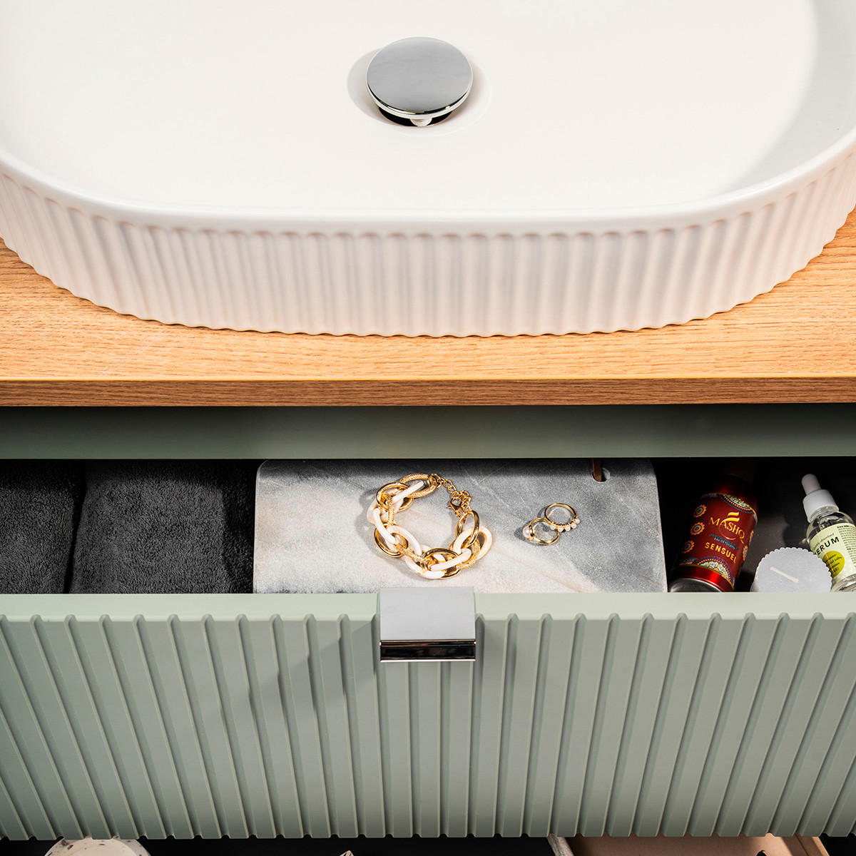 DOPPELWASCHTISCH 160.4cm Jade Grün - Grün, Holzwerkstoff (160.4/59.5/40cm) - Petits-meubles