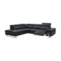 ECKSOFA Opera Echtleder mit 1 x Relaxfunktion Schwarz - Schwarz, Leder/Metall (218/269cm)