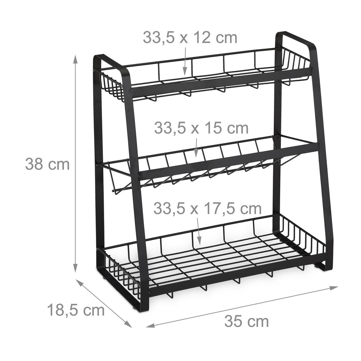 GEWÜRZREGAL - Schwarz, Metall (35/38/18.5cm) - Relaxdays