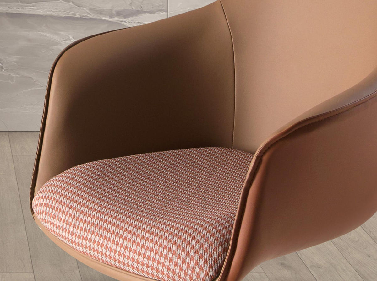 STUHL aus terrakottabraunem und beigem Stoff 60/54/77 cm - Pink/Terracotta, Leder/Textil (60/77/54cm) - ANGEL CERDA