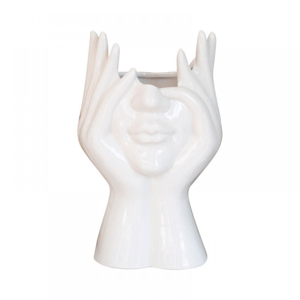 VASE 19 cm Keramik - Weiß, Keramik (19cm) - LIBRATON