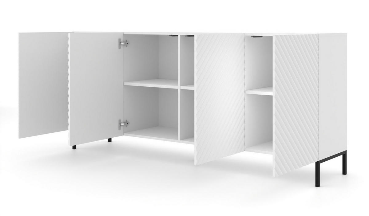KOMMODE Weiß, Schwarz 200/87/42 - Schwarz/Weiß, Holzwerkstoff (200/87/42cm) - RAUMHIRSCH FURNITURE