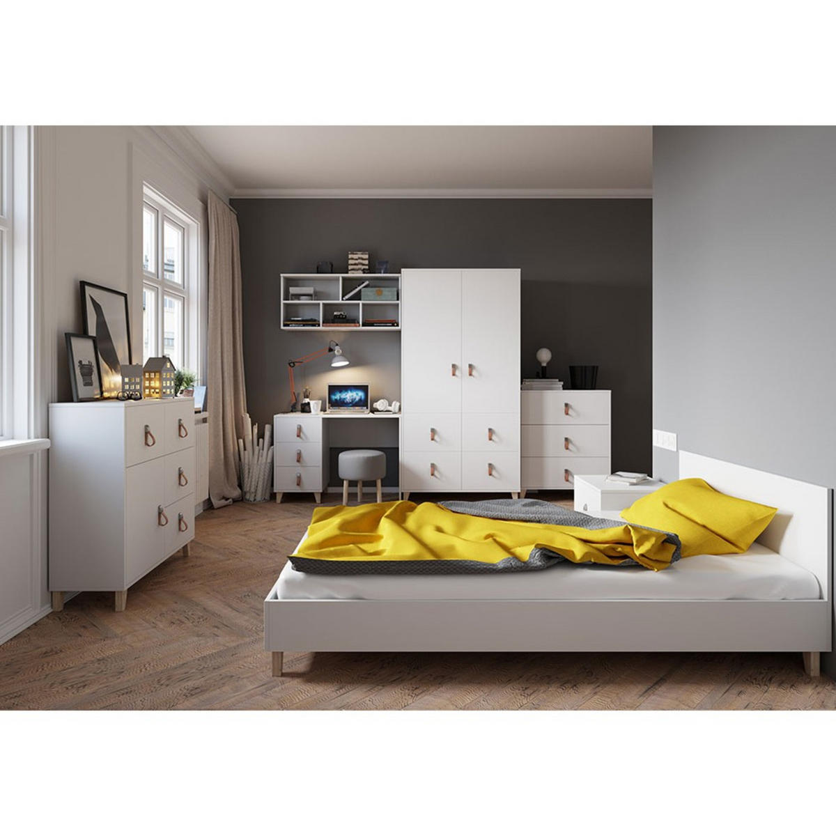 DREHTÜRENSCHRANK - Fago 2D4S - Weiß, Holzwerkstoff/Metall (105/201.5/55cm) - Möblo