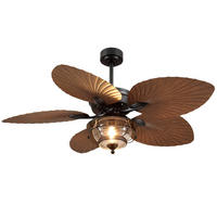 DECKENVENTILATOR Braun 132 cm mit Flügeln in Palmblatt-Optik und LED - Braun, Metall (132/132/57cm) - Surtime