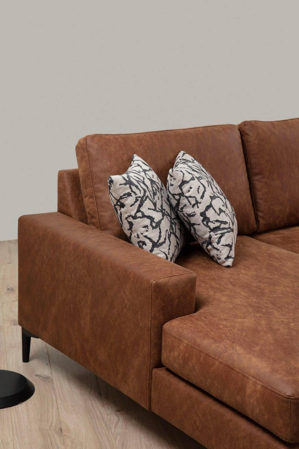 WOHNLANDSCHAFT mit großzügiger Sitzfläche für die ganze Familie - Taupe/Schwarz, Holzwerkstoff/Kunststoff (200/90/314cm) - myHomelando