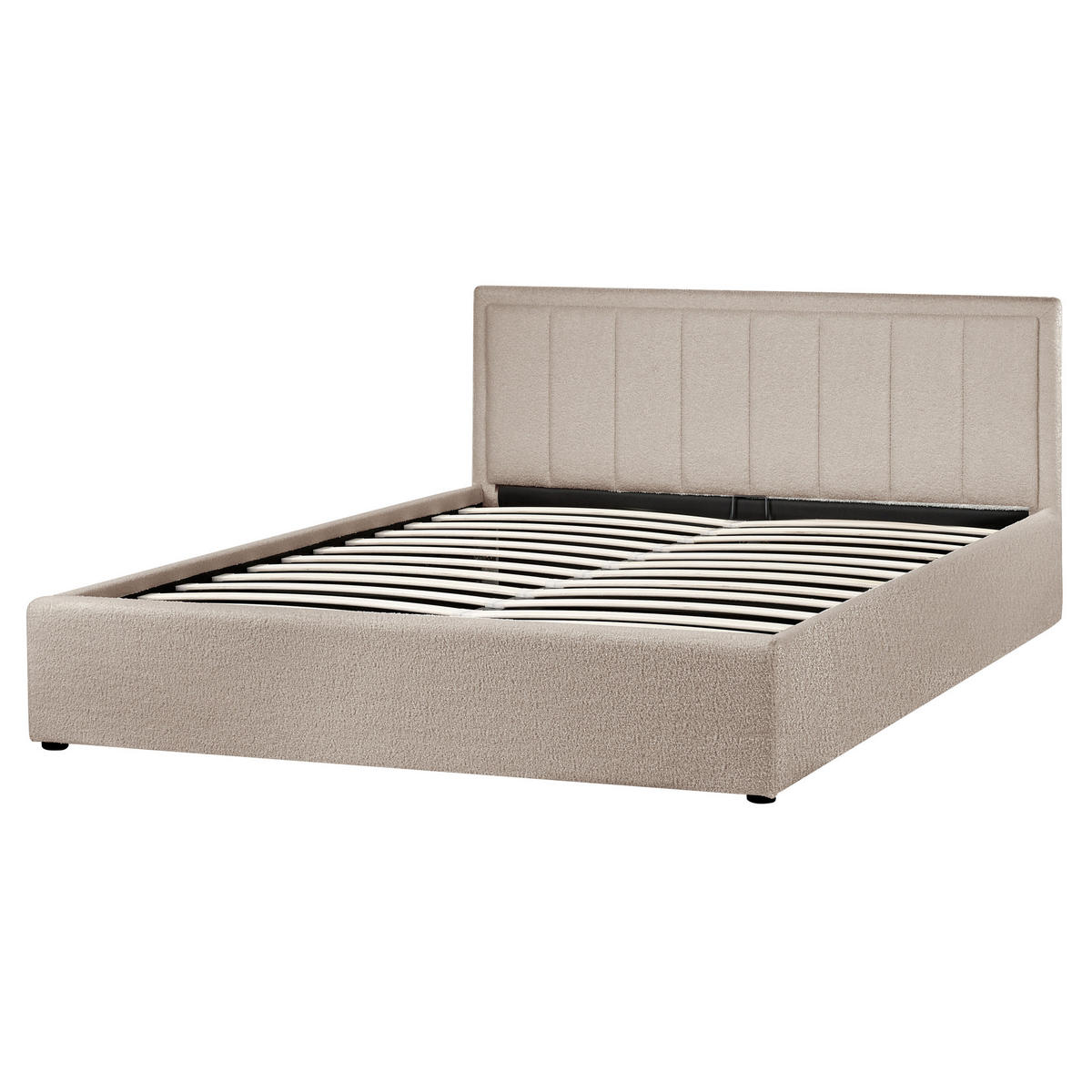 BETT mit Stauraum 160/200 cm Bouclé Taupe Montlaur - Taupe, Textil (160/200cm) - Beliani