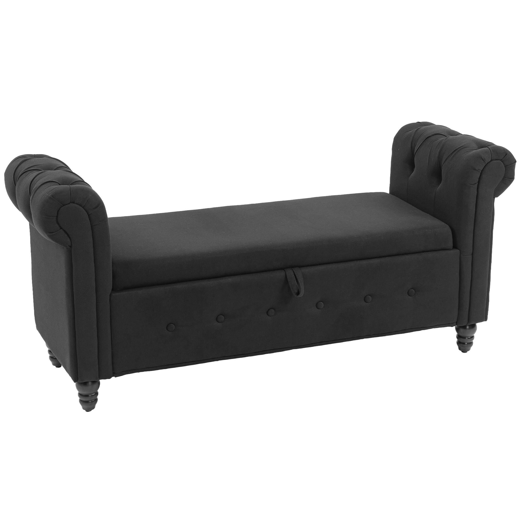 TRUHENBANK DE-16448 2-in-1 mit Stauraum Schwarz - Schwarz, Textil (146.5/72/49cm) - ComfortXL