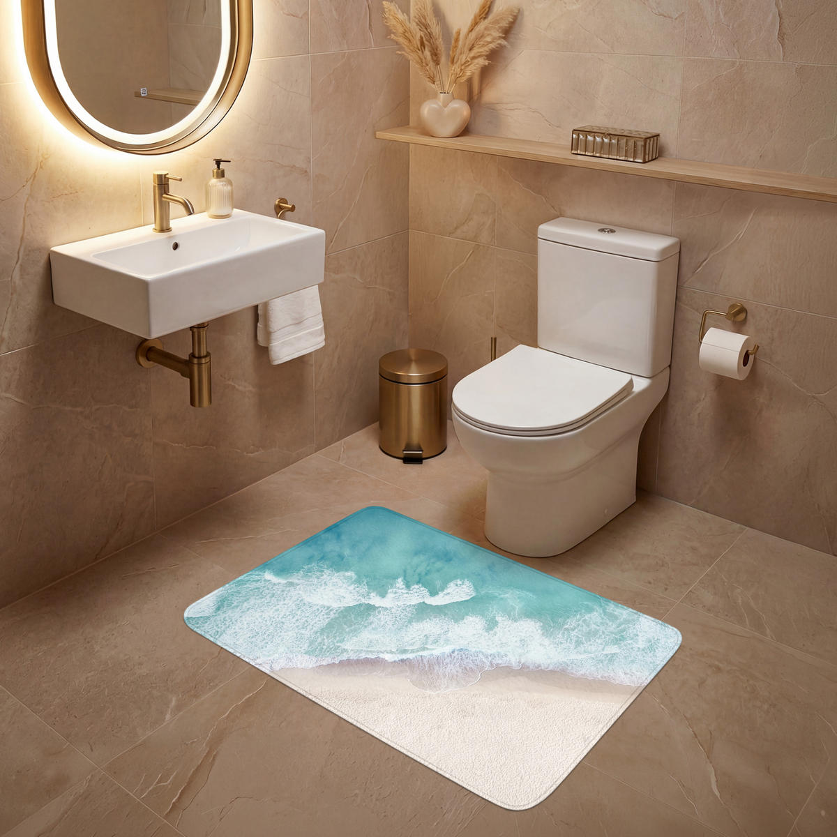 WC PŘEDLOŽKA Pláž - Moře - Příroda - Léto 90x60 cm - tyrkysová, textil/plast (90/1cm) - OnlyWow
