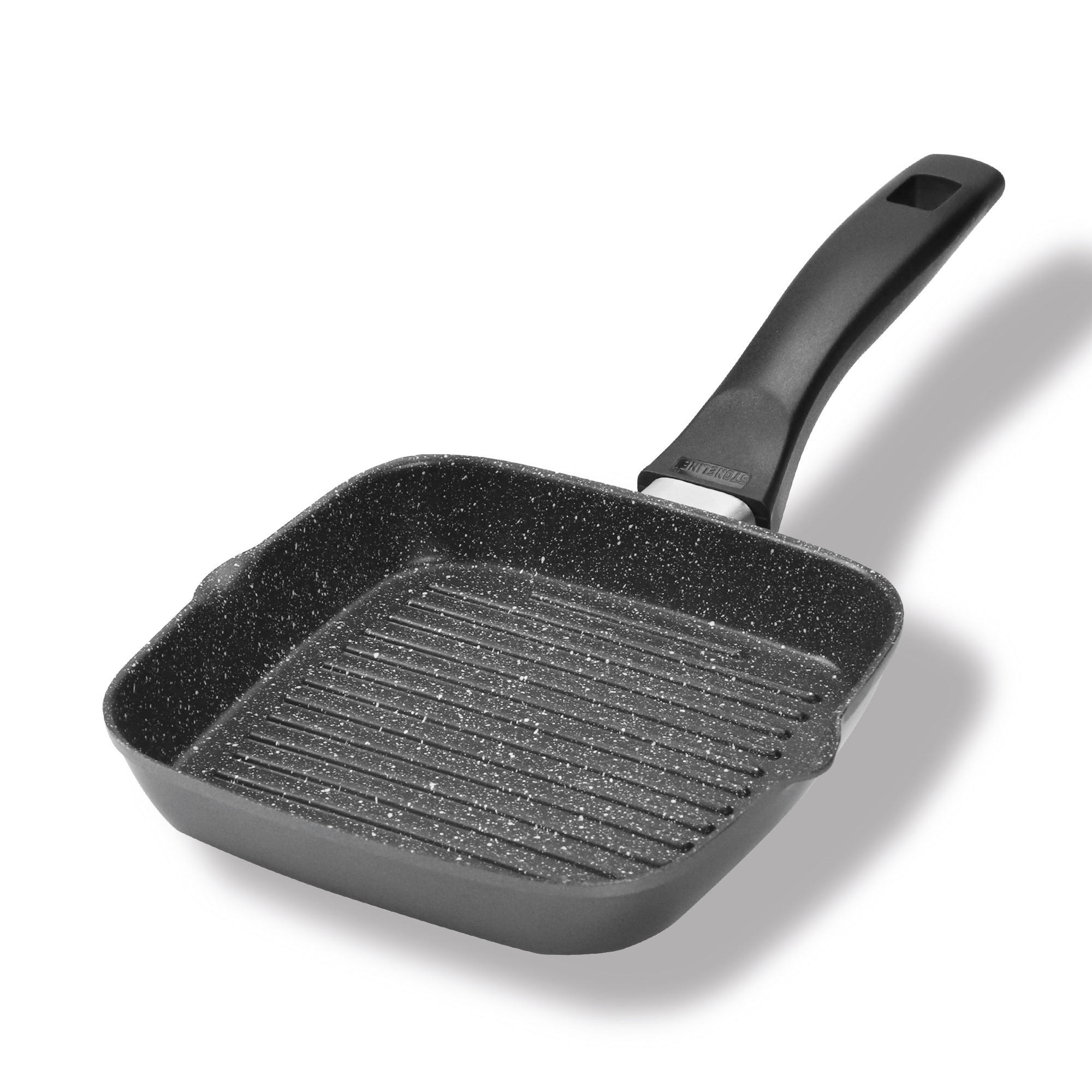 GRILL-ECKPFANNE - Schwarz, Metall (16cm) - Stoneline