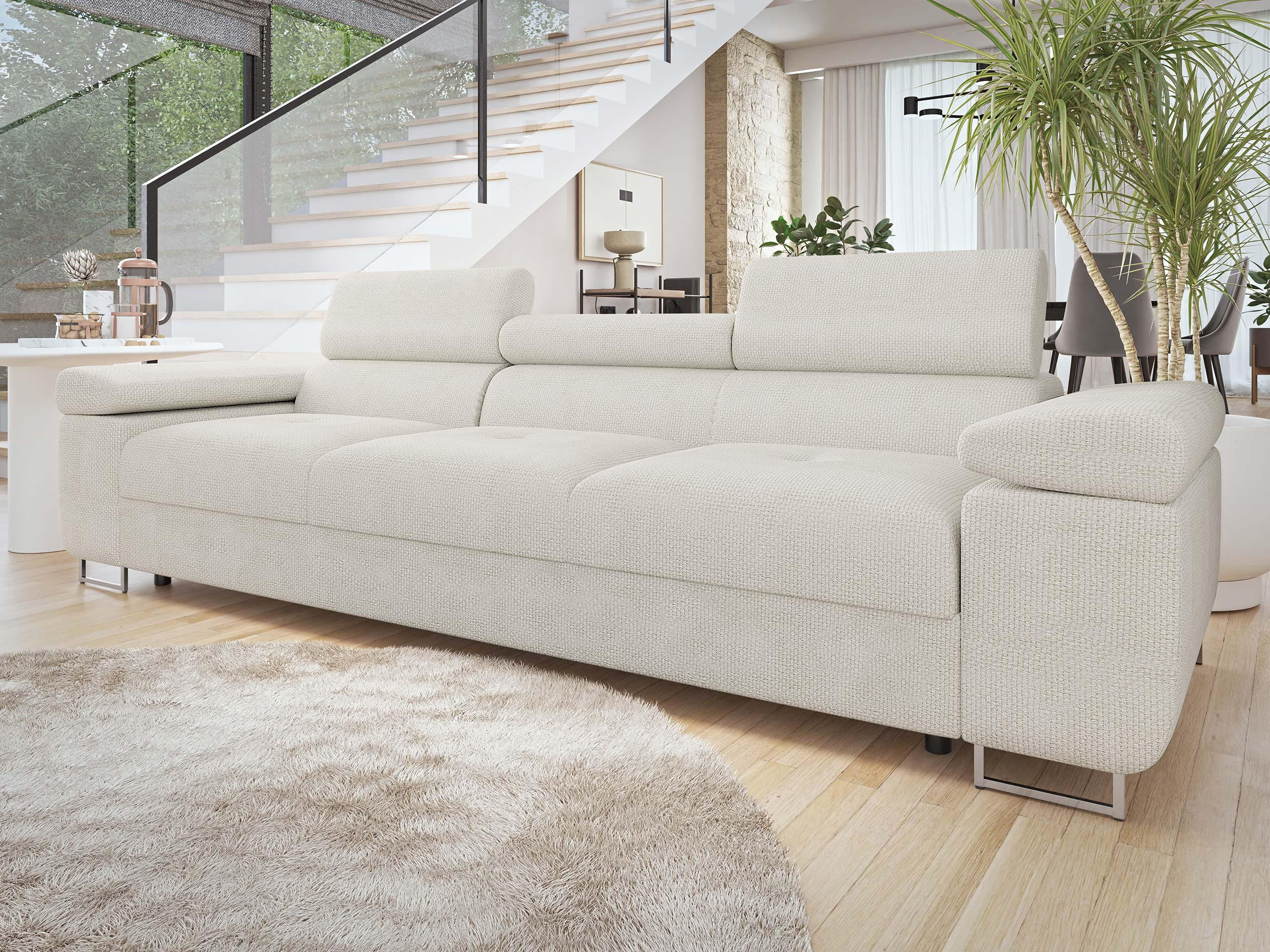 SOFA Torezio 3 - Ecru, Holz/Textil (263/90/102cm) - MIRJAN24