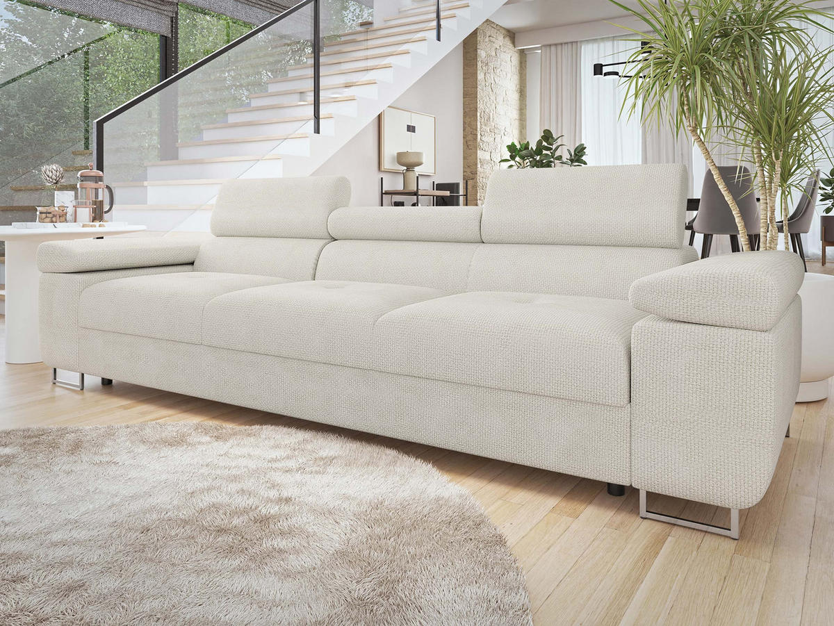SOFA Torezio 3 - Ecru, Holz/Textil (263/90/102cm) - MIRJAN24