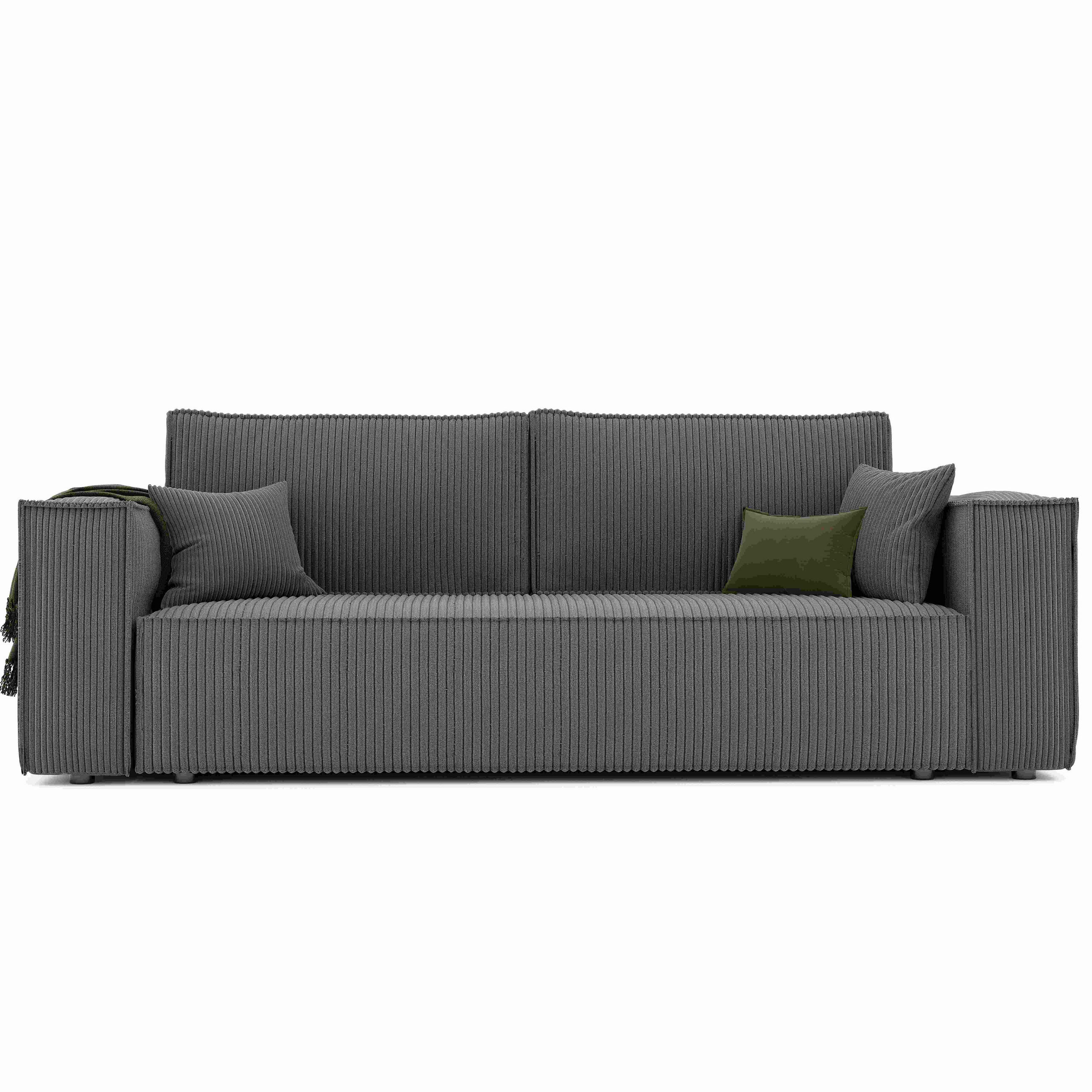 SOFA mit Schlaffunktion und Bettkasten, Dunkelgrau - Dunkelgrau/Grau, Holzwerkstoff/Textil (240/84/105cm) - Idohome