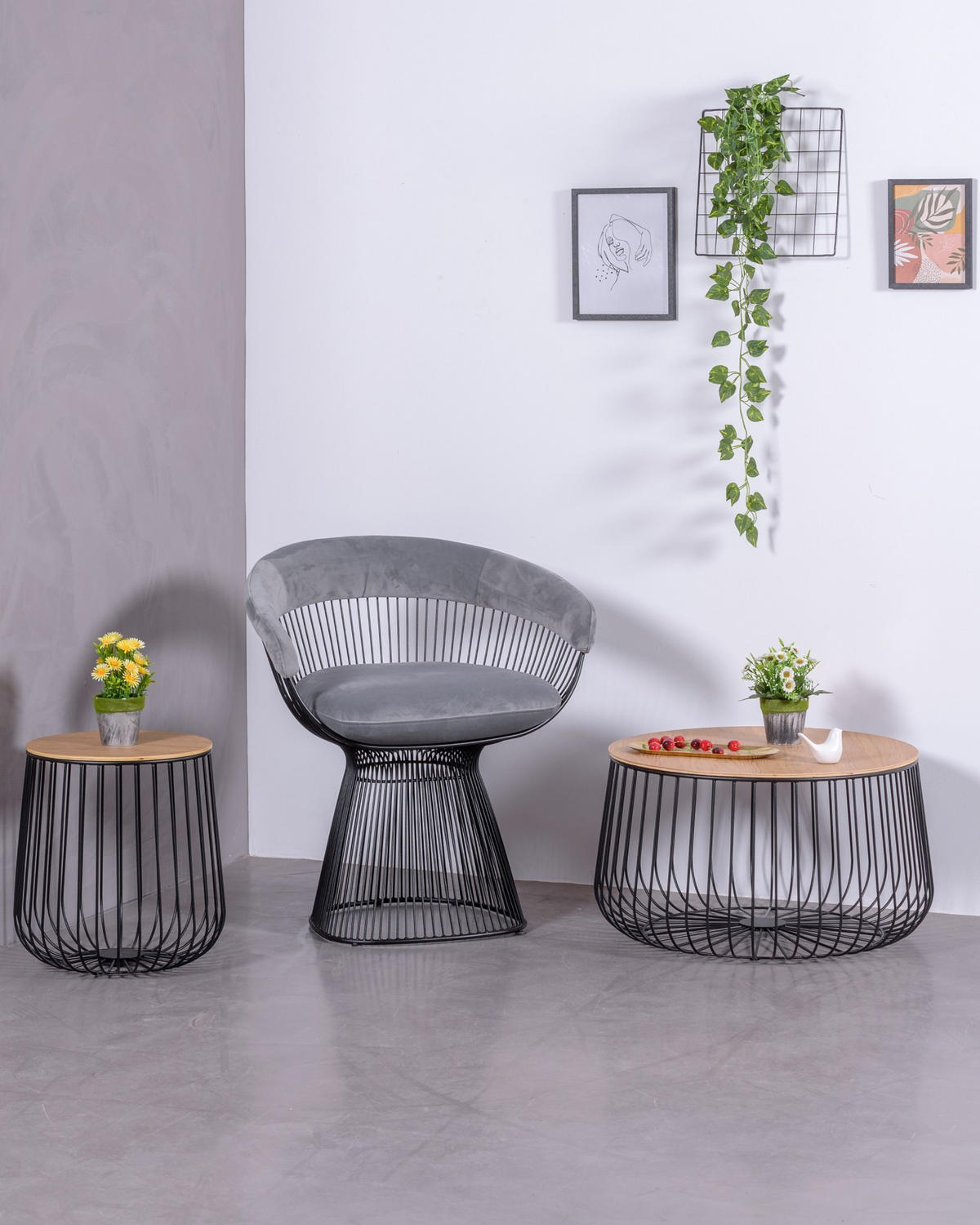 SESSEL Samt Grau - Grau, Textil (68/75/55cm) - Nest Dream