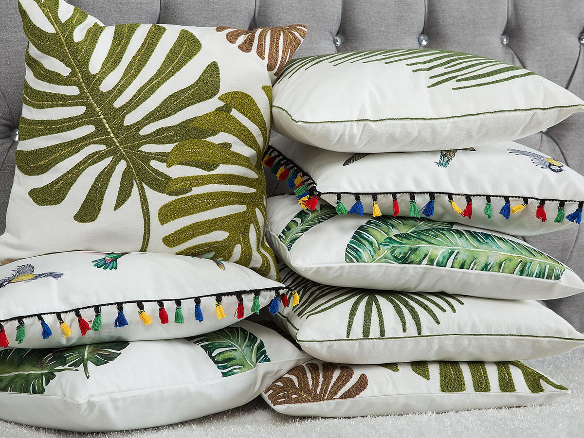 DEKOKISSEN 2er-Set Dunkelgrün 45/45 cm Dianella - Dunkelgrün, Textil (45/45cm) - Beliani