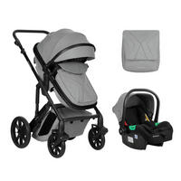 KOMBIKINDERWAGEN Darling 3 in 1 hellgrau Sportsitz Tragetasche Autositz Wickeltasche - Grau, Metall (55/60/110cm) - Kikka boo