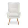SESSEL Gaïa Moderner skandinavischer aus weißem Frotteestoff - Weiß/Akaziefarben, Holz/Textil (66.5/98/80.5cm) - Sicaan