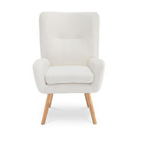 SESSEL Gaïa Moderner skandinavischer aus weißem Frotteestoff - Weiß/Akaziefarben, Holz/Textil (66.5/98/80.5cm) - Sicaan