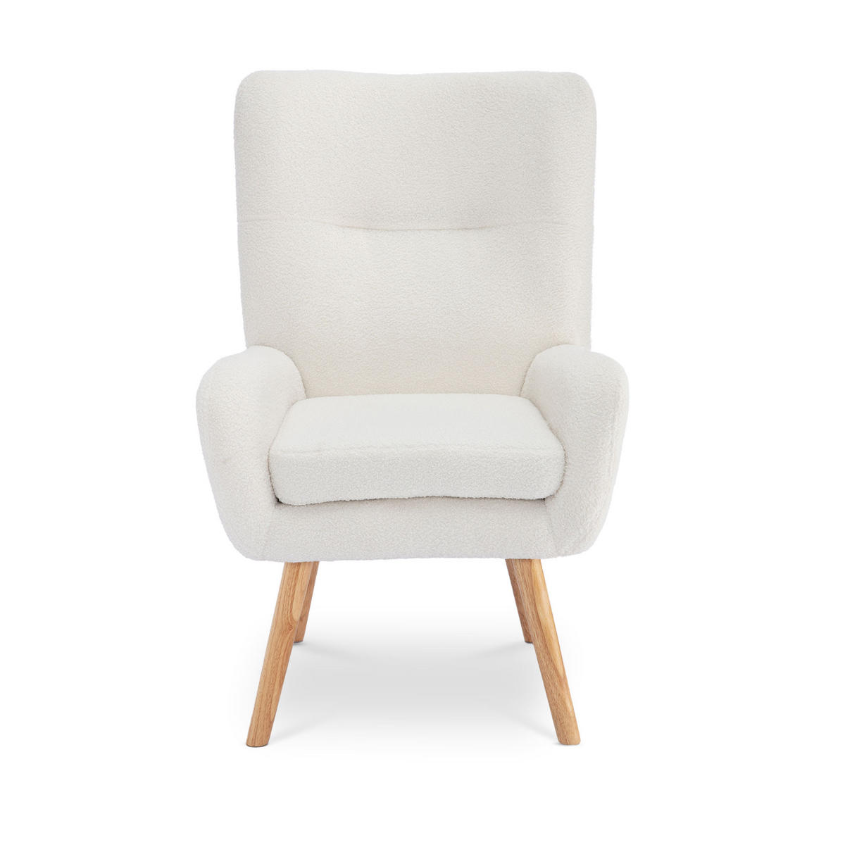 SESSEL Gaïa Moderner skandinavischer aus weißem Frotteestoff - Weiß/Akaziefarben, Holz/Textil (66.5/98/80.5cm) - Sicaan