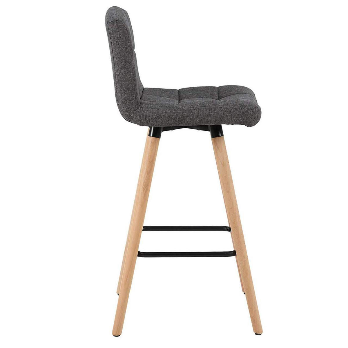 BARHOCKER 2er Set, Massivholz, Leinen, Dunkelgrau - Dunkelgrau/Naturfarben, Holz/Textil (46/96/46cm) - Woltu