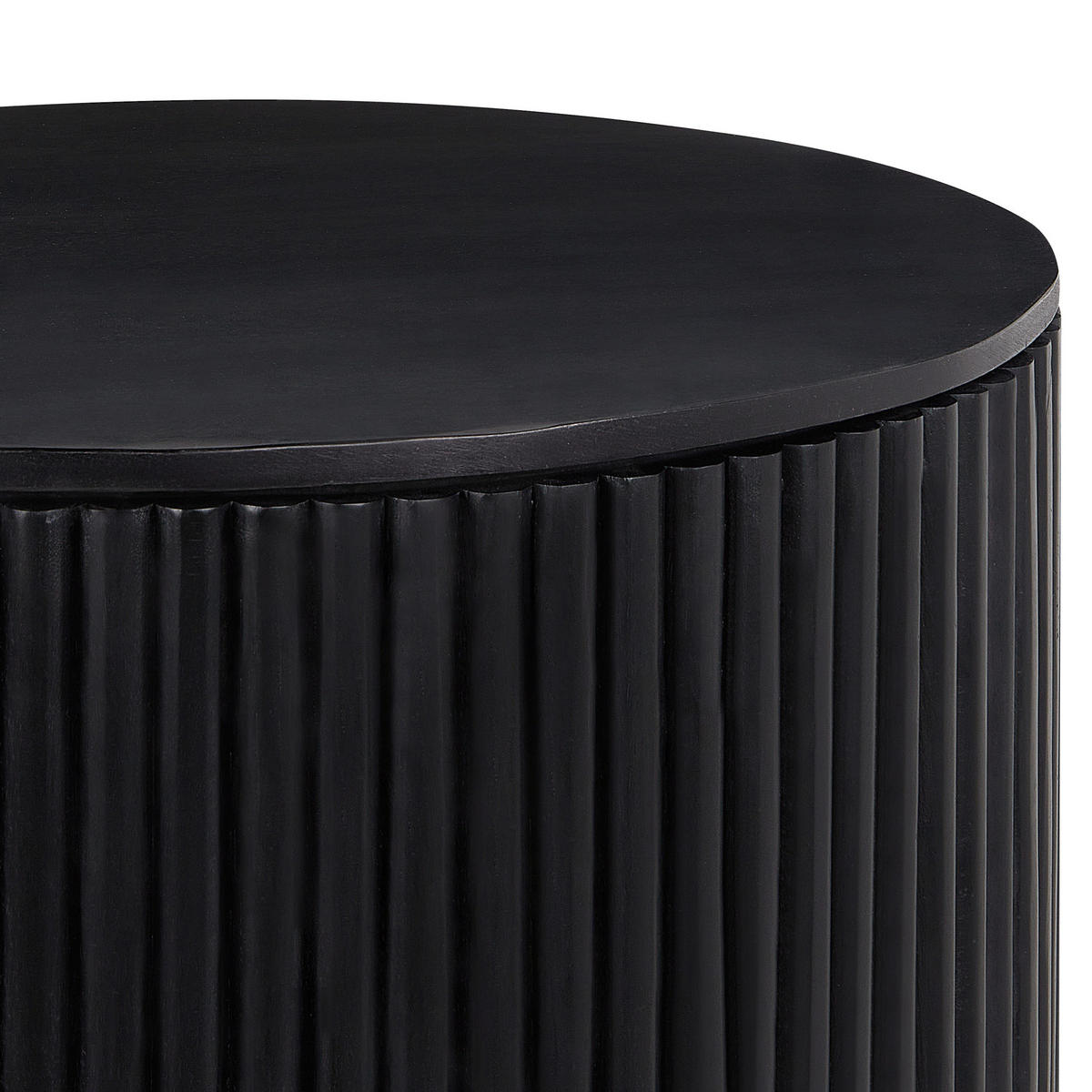 COUCHTISCH Mangoholz schwarz 70 cm mit Stauraum Kirkwood - Schwarz, Holz (70/70/37cm) - Beliani