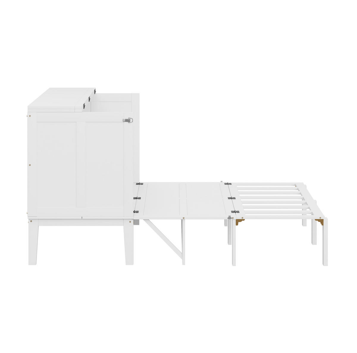KREVET 140/200 cm s preklopnim zidnim dizajnom i prostorom za pohranu, Bijela - bijela, drvni materijal (140/200cm) - Redom