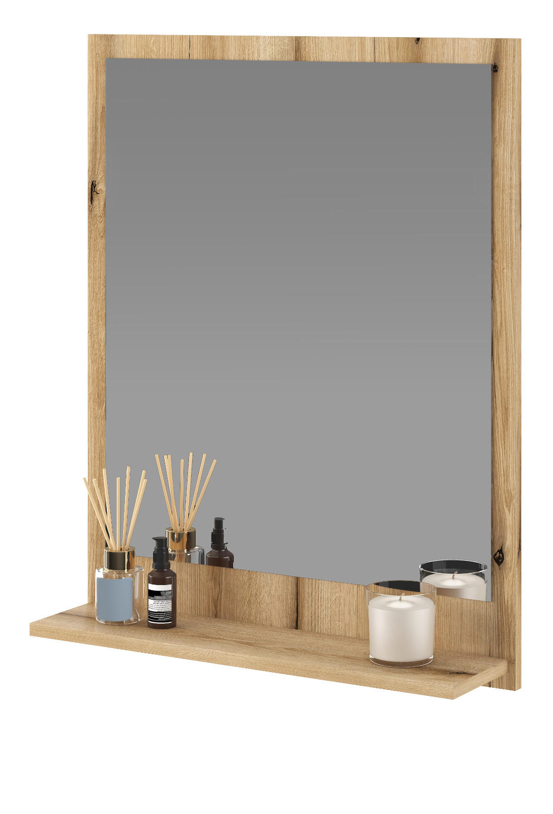 BADSPIEGEL Evoke Eiche, Badspiegel mit Ablage, 60 x 75 cm - Eichefarben, Glas/Holzwerkstoff (60/75/16cm) - Furn.Design