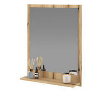 BADSPIEGEL Evoke Eiche, Badspiegel mit Ablage, 60 x 75 cm - Eichefarben, Glas/Holzwerkstoff (60/75/16cm) - Furn.Design