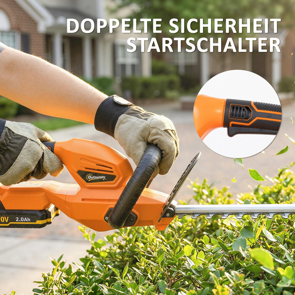 HECKENSCHEERE DE-10270 51 cm Schnittlänge, kabellos Orange - Orange, Kunststoff (19/17/94cm) - ComfortXL