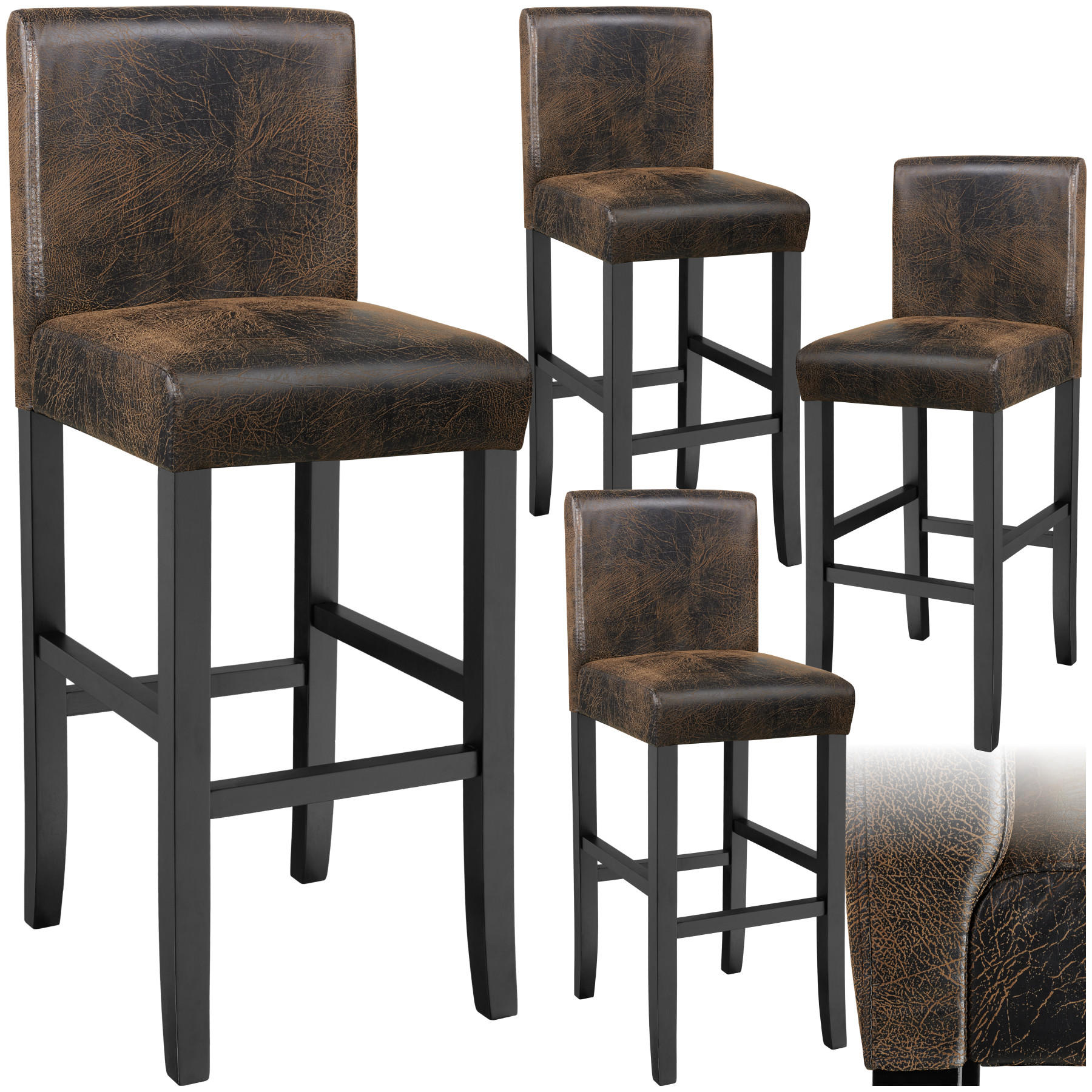 BARHOCKER ,Sitzhöhe 76 cm,antikbraun - Anthrazit/Braun, Holz (40/107/41cm) - tectake