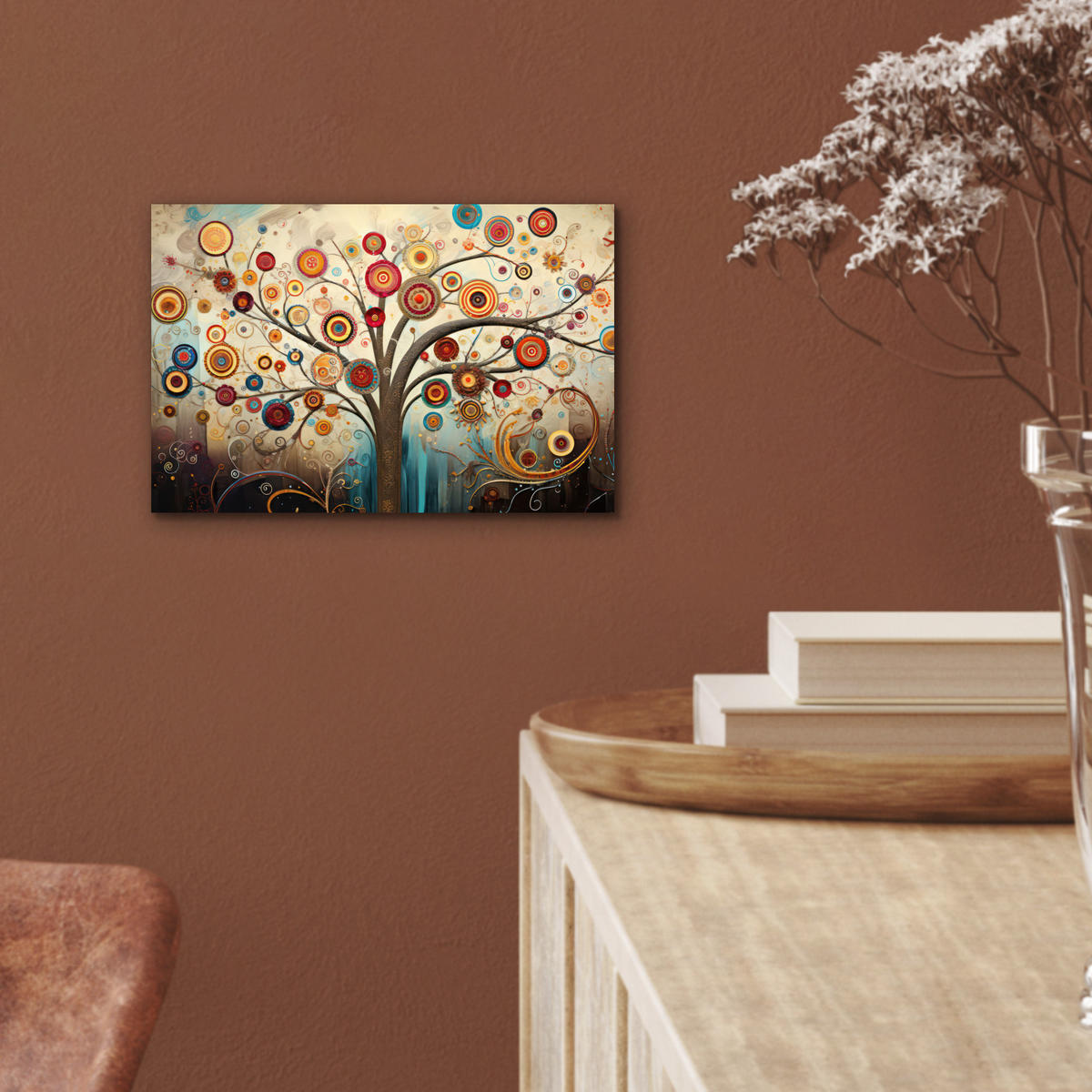 KOVOVÝ OBRAZ Strom - Strom života - Farba 30x20 cm - hnedá, kov (30/20cm) - MuchoWow