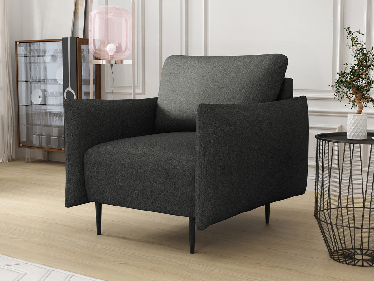 SESSEL Lambi - Dunkelgrau/Schwarz, Holz/Textil (98/85/90cm) - MIRJAN24