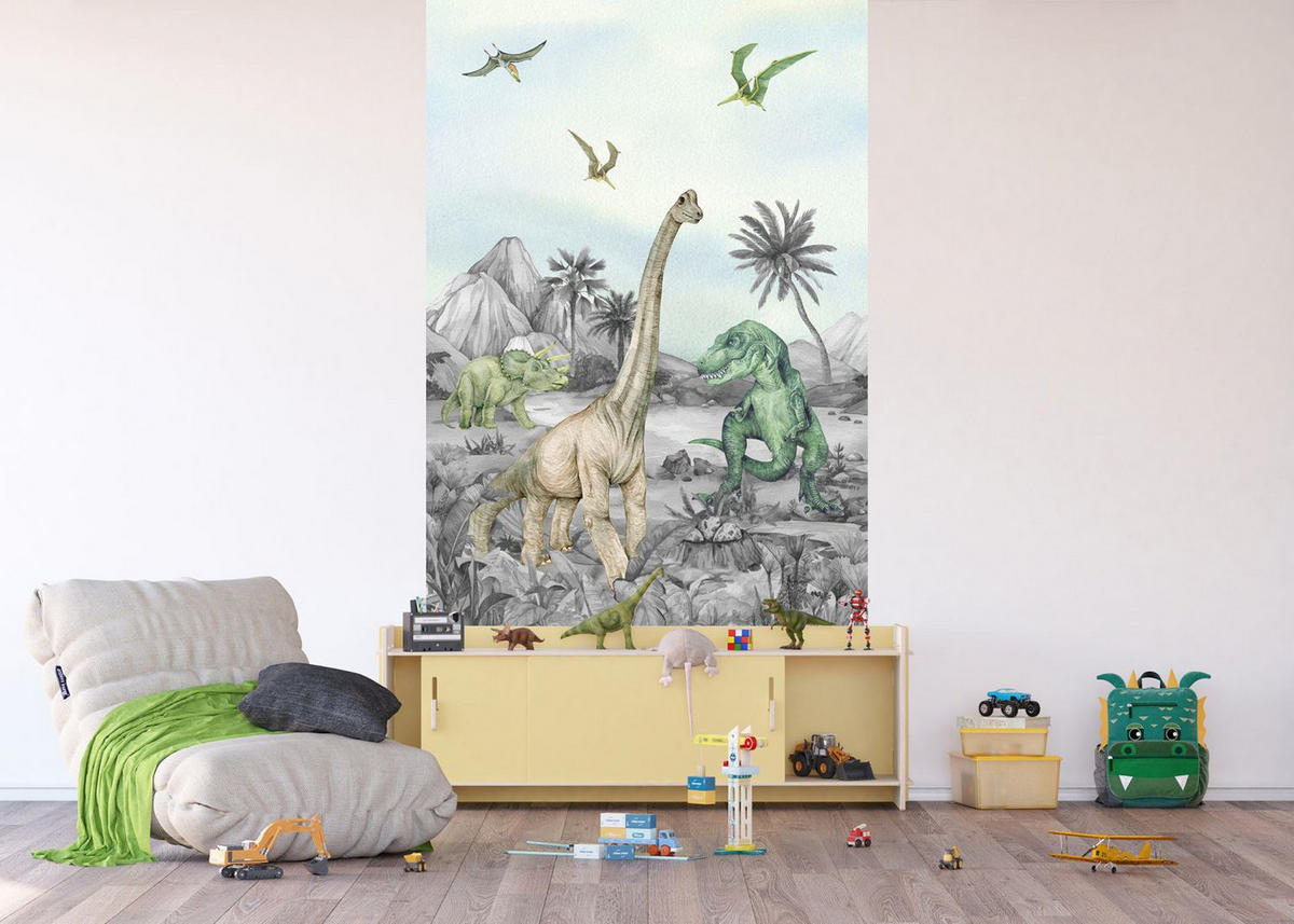 FOTOTAPETE Dinosaurier 270 x 150 cm - Grün, Papier (270/150cm) - Sanders & Sanders