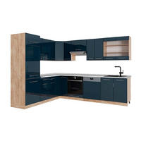 ECKKÜCHE Fame-Line, Dunkelblau Hochglanz/Goldkraft Eiche, 287 x 227 cm, AP Marmor - Honigeiche/Dunkelblau, Holzwerkstoff (287/206.8/60cm) - Vicco