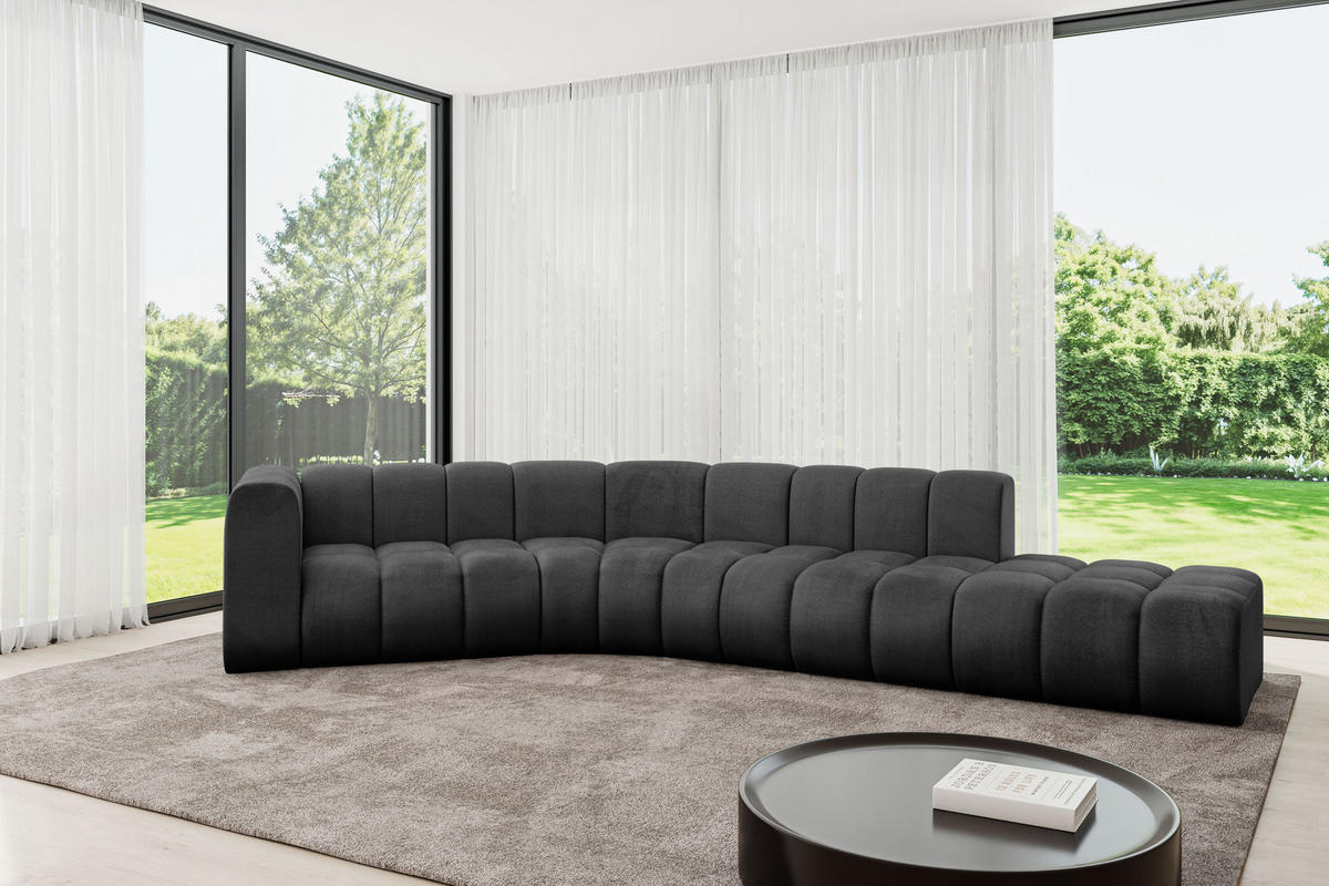 ECKSOFA modulares Sofa Tilmo-L1 - 399x194x70 cm Schwarz - Schwarz, Holzwerkstoff/Textil (399/194cm) - ALTDECOR