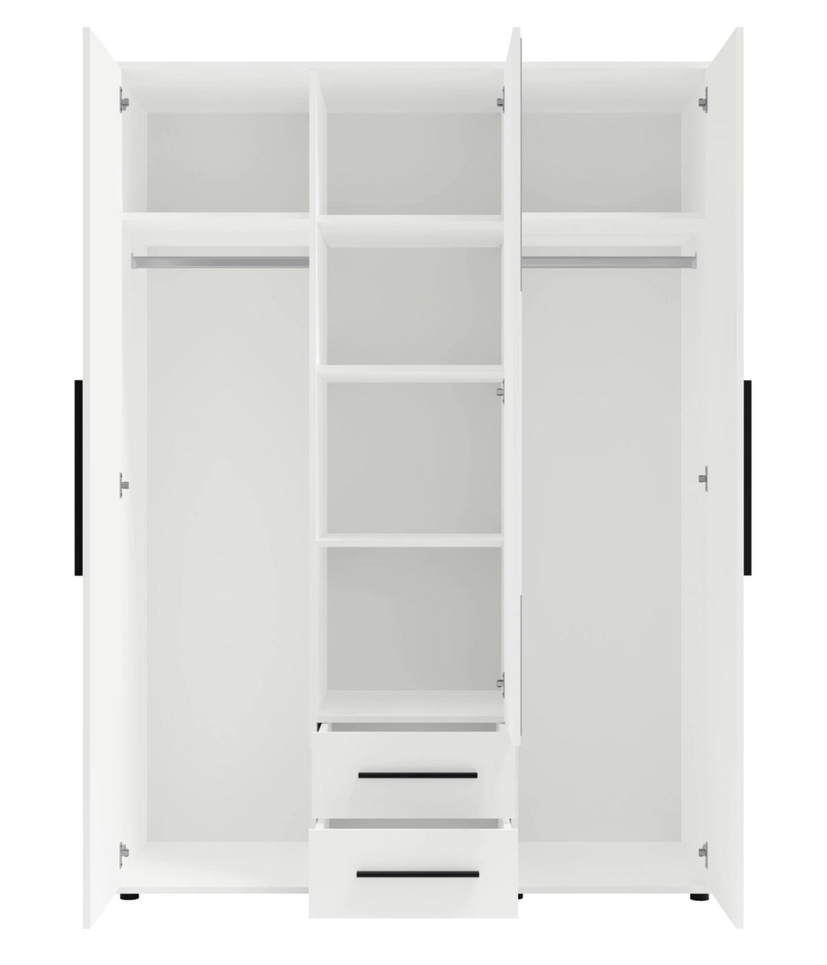 KLEIDERSCHRANK Modena 150cm mit Spiegel Schwarz - Schwarz, Holzwerkstoff/Kunststoff (150/206/59cm) - Ravio