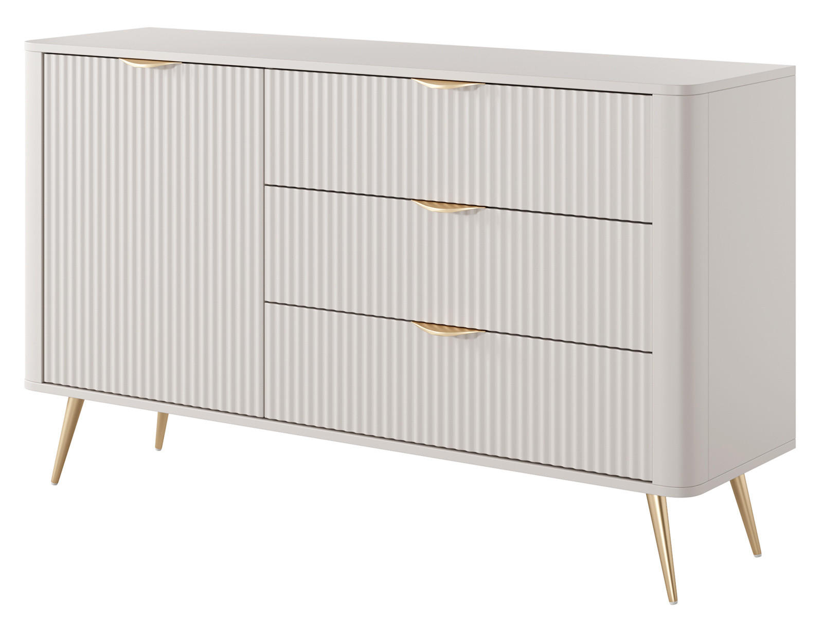 KOMMODE mit drei Schubladen und Drehtür GLAMOUR BELLO Beige - Beige, Holzwerkstoff (138/81/38cm) - Compleo24