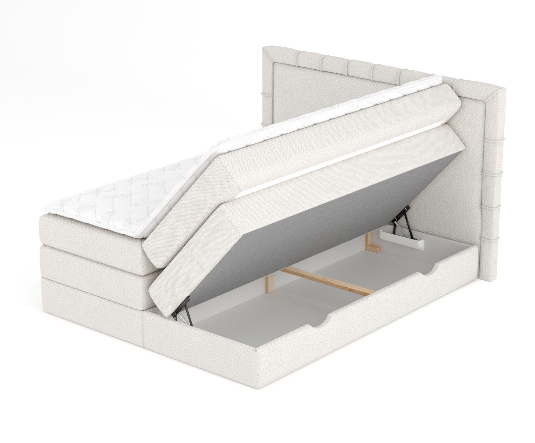 Thumbnail - Maison de Reve Boxspringbett, Beige, Textil, Buche, Kiefer, H3, Höhe ca. 37 cm, 180x200 cm, Oeko-Tex® Standard 100, Reac...