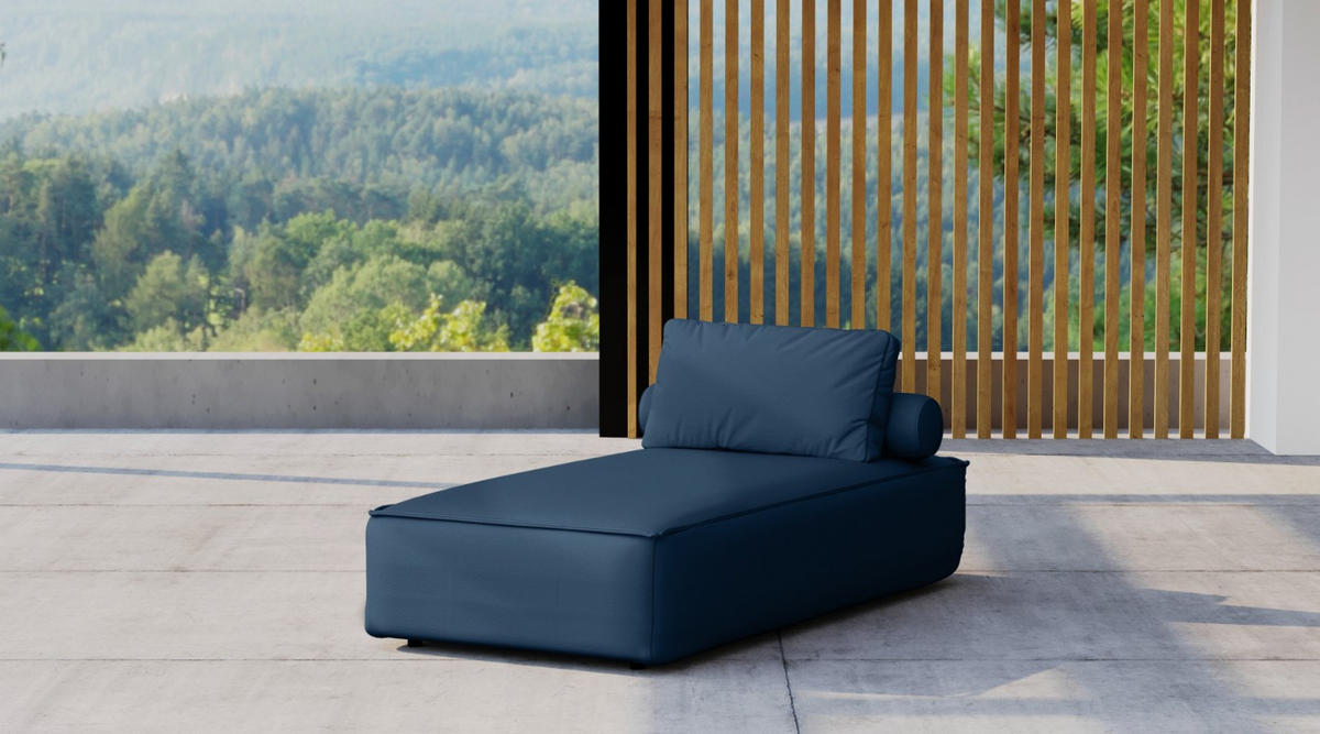 GARTENCHAISELONGUE Liegestuhl Für Den Garten MALIBU Marineblau - Blau, Holz (90/73/194cm) - Kaiser Möbel