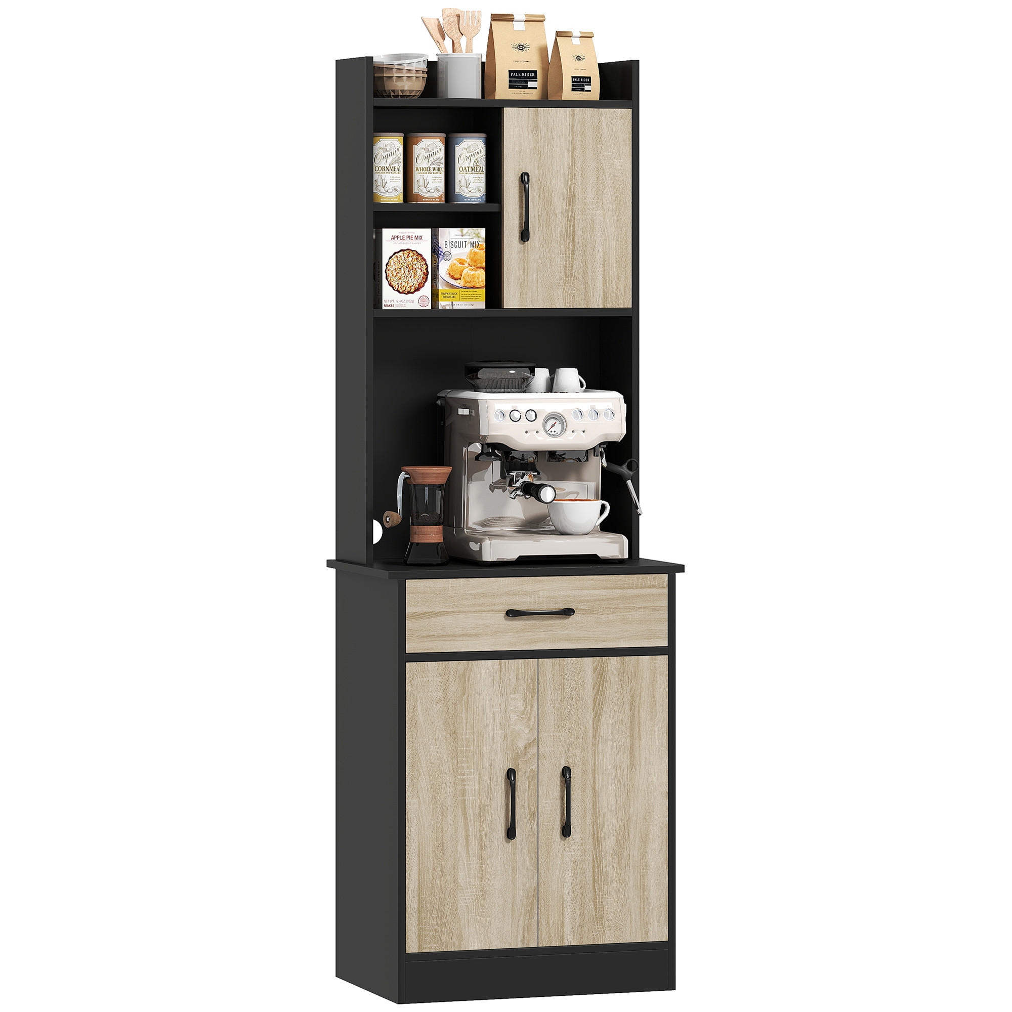 HIGHBOARD DE-11200 3 Türen Naturholz/Schwarz - Naturfarben, Holzwerkstoff (40/180/60cm) - ComfortXL